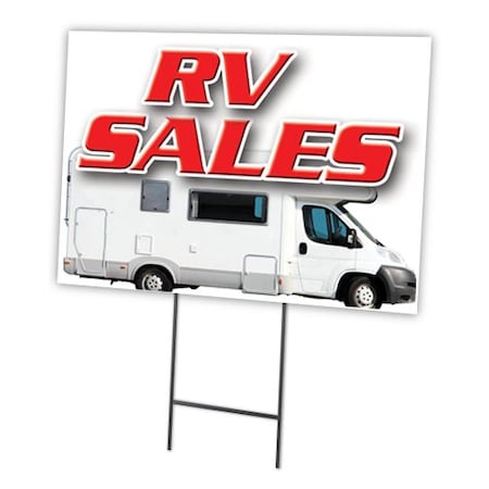 Signmission Rv Sales Yard Sign & Stake outdoor plastic coroplast window, C-1216-DS-Rv Sales C-1216-DS-Rv Sales